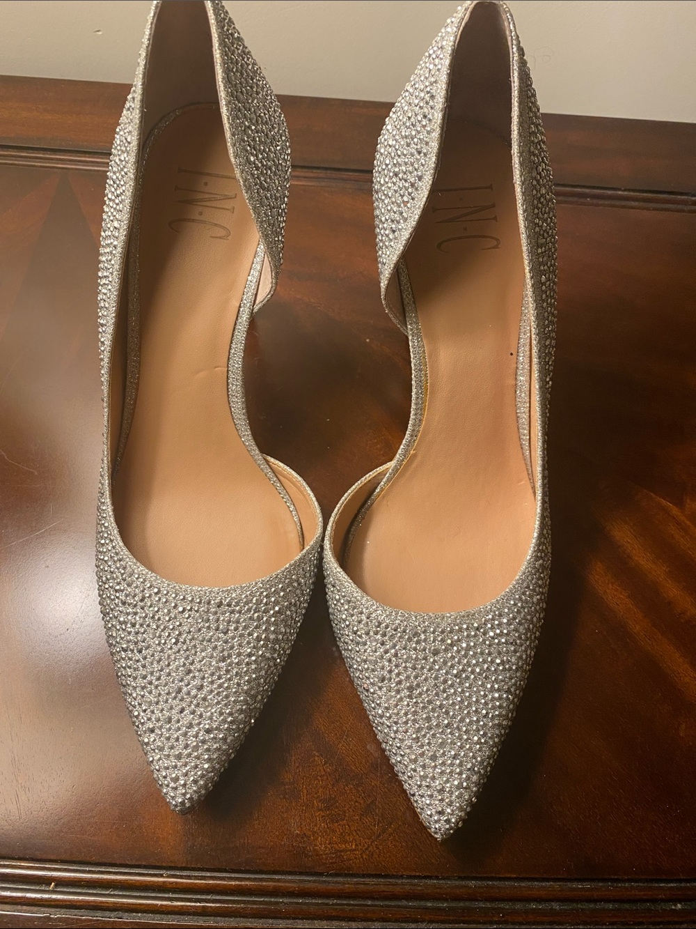 INC International Concepts Silver Crystal D'Orsay Pointed-Toe Pumps